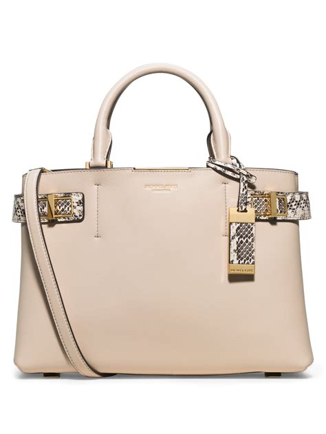 michael kors satchel white snake|Michael Kors medium signature.